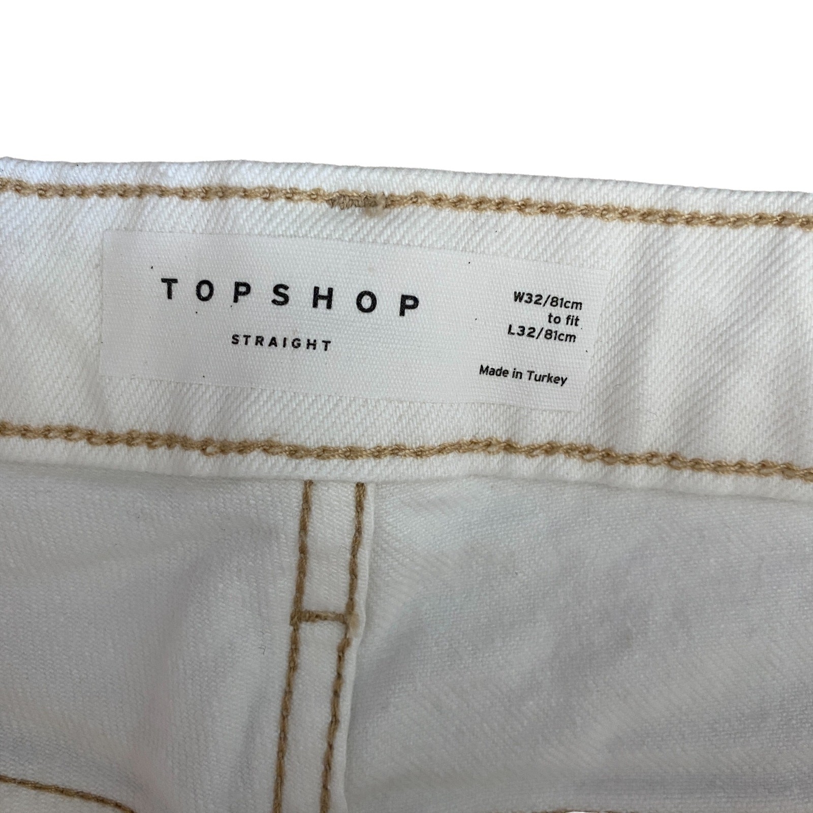 NWT Topshop Straight Jeans Off-White High Waist Women’s 10/32