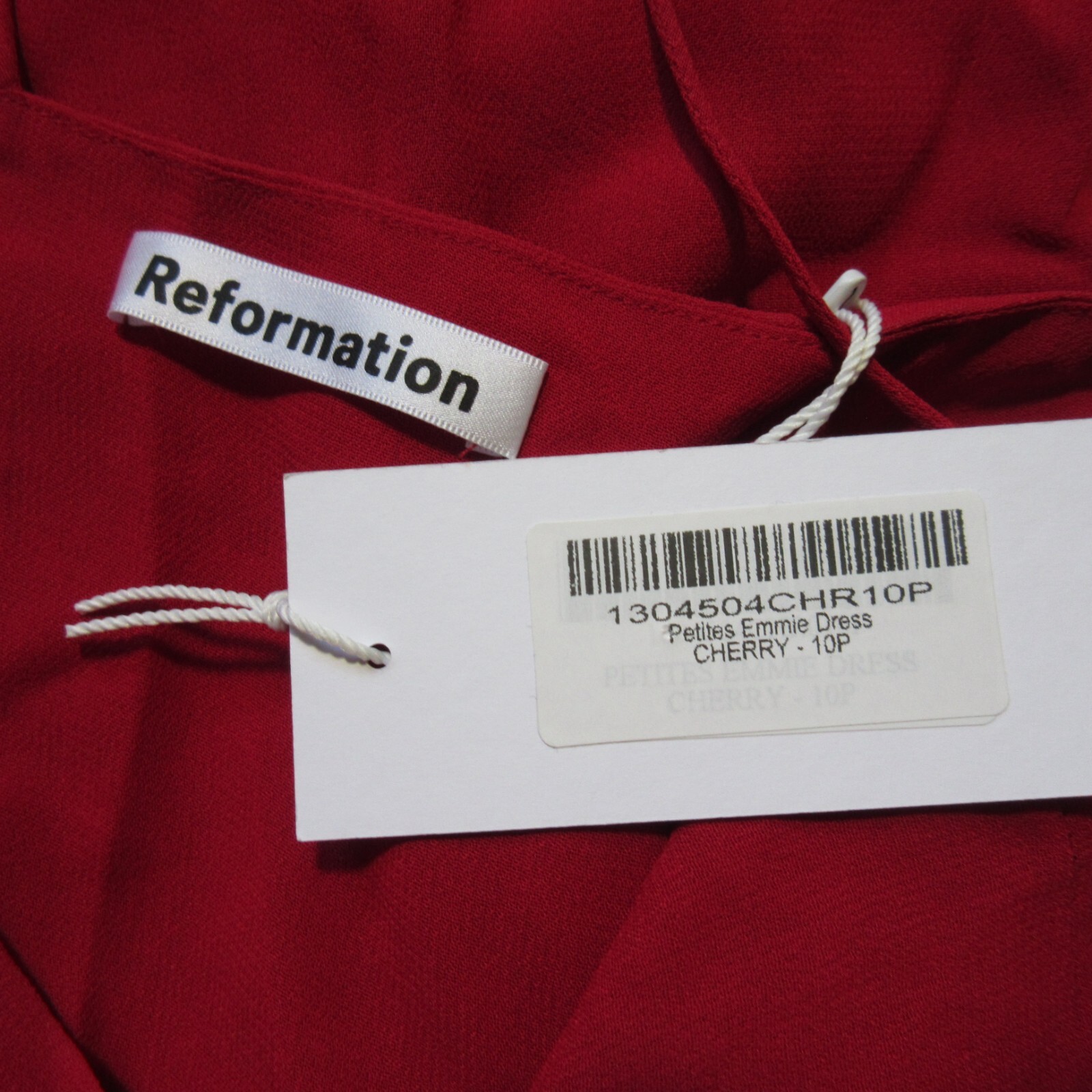 NWT Reformation Petite Emmie Midi in Cherry Red Tie Straps Georgette Dress 10P