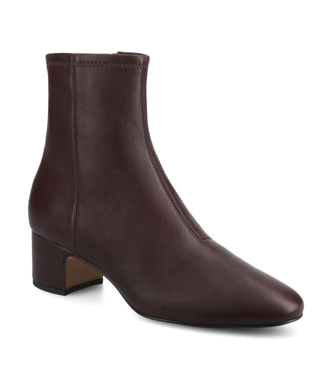 Birdies Starling Bootie Burgundy Stretch Leather Ankle Boots Square Toe Zip 8