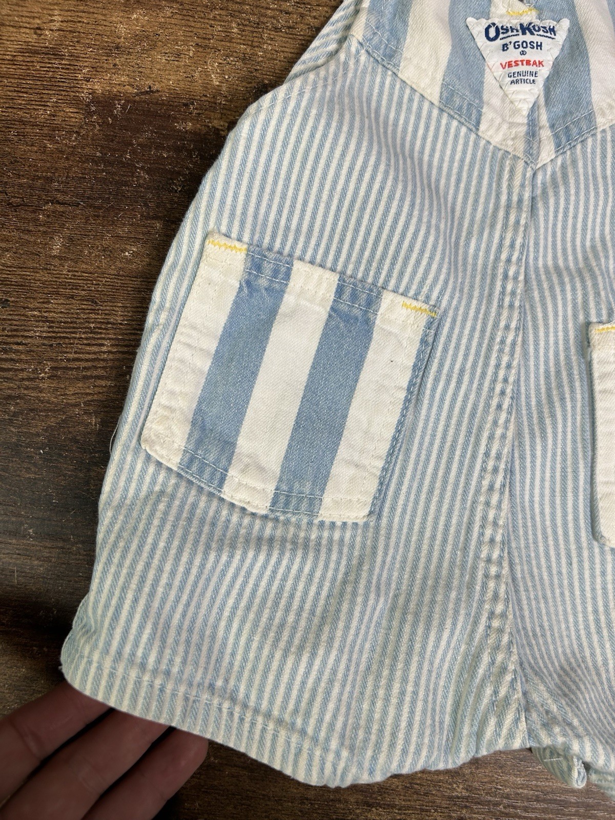 OSHKOSH B’gosh Blue White Striped Overall Shorts Size 12 months