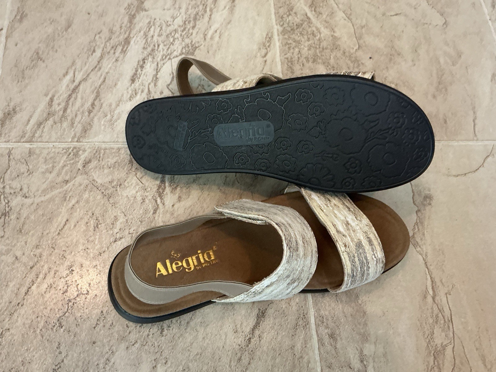 New $120 Alegria Leah Sands Brown Elasatic Back Strap Sandals Women 40 9.5 10