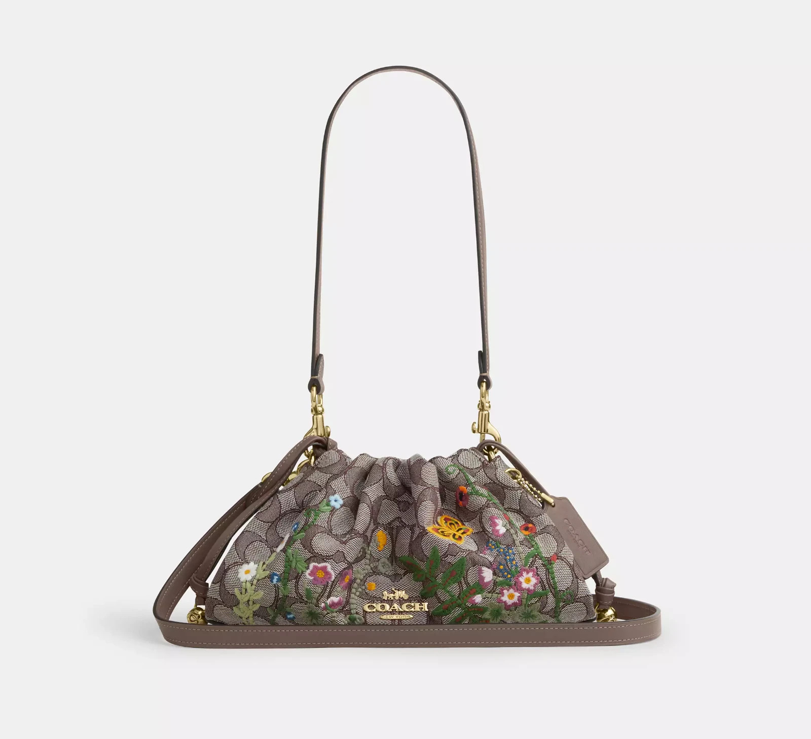NWT CDZ02 COACH Faye Shoulder Bag In Signature Jacquard With Floral Embroidery