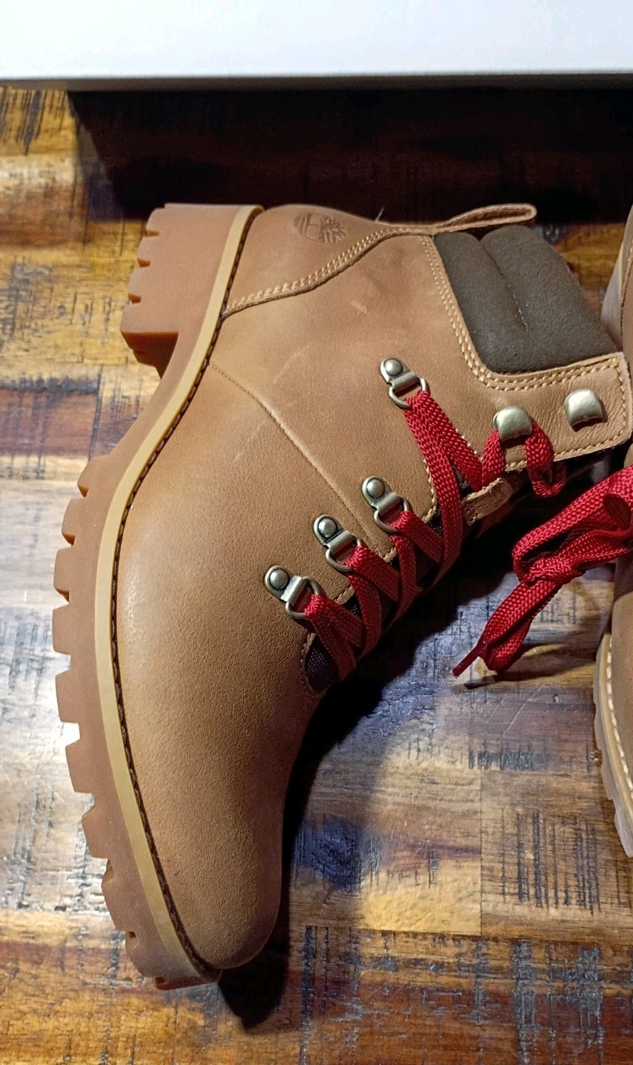 Womens Timberland Ellendale Mid LaceUp Boot MedBrown FullGrain Leathe SZ 8.5 NIB