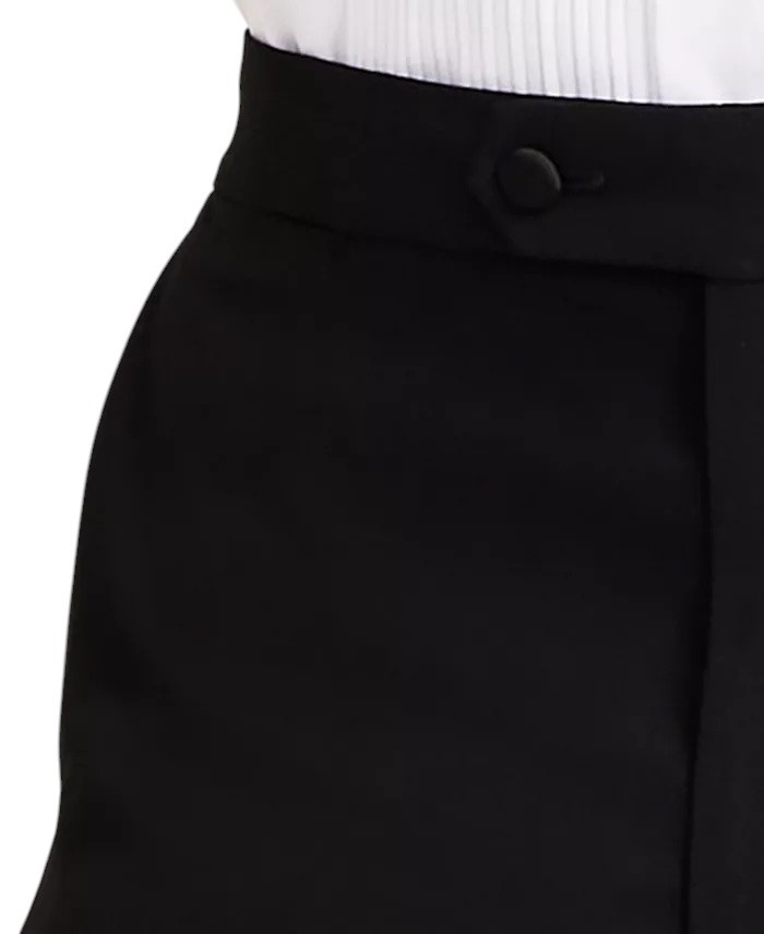 Nautica Mens Modern fit 2 Piece Tuxedo Suit 44 R / 38 Waist Black Solid Stretch