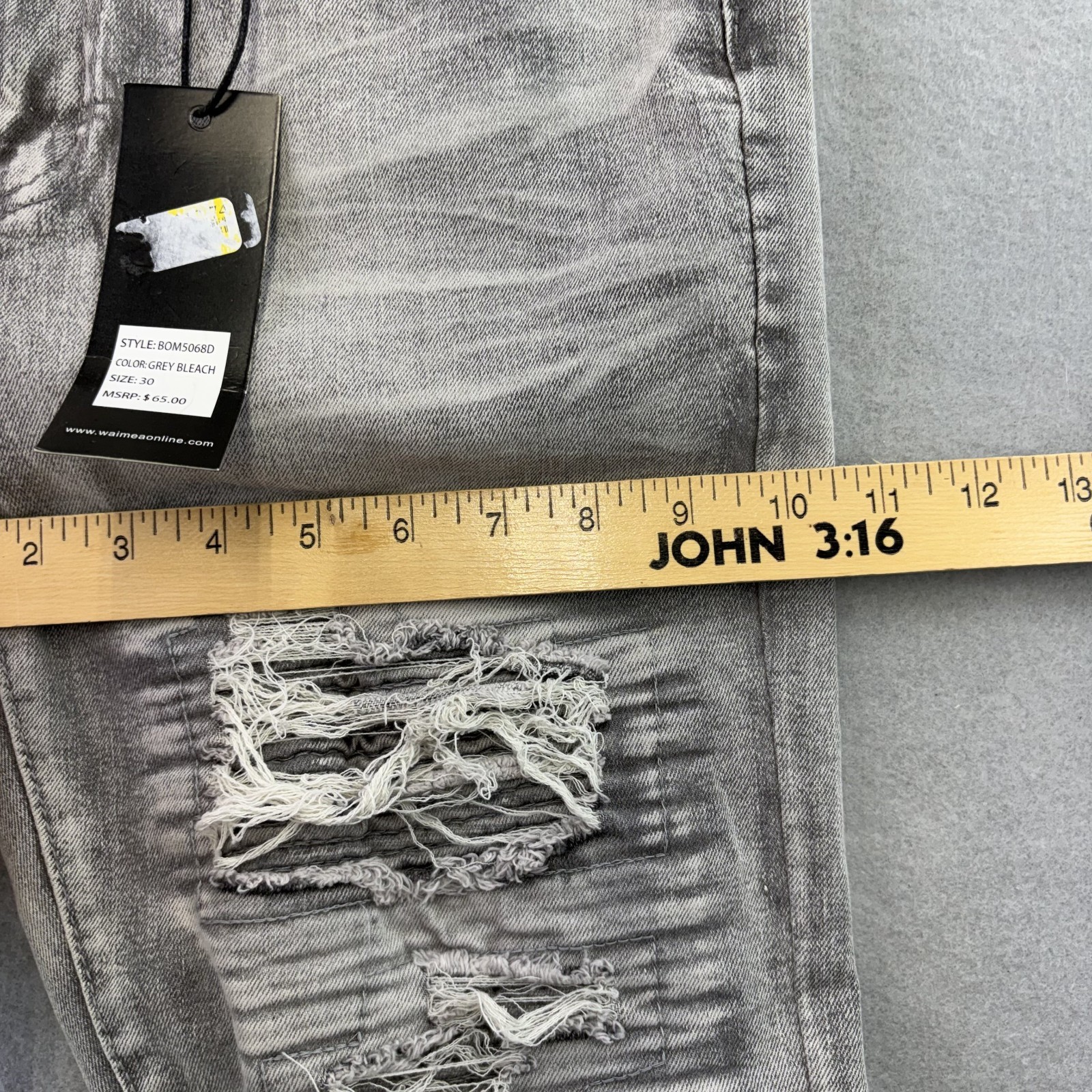 WAIMEA Denim Jeans Mens Size 30 Gray Skinny Fit Distressed Moto NWT
