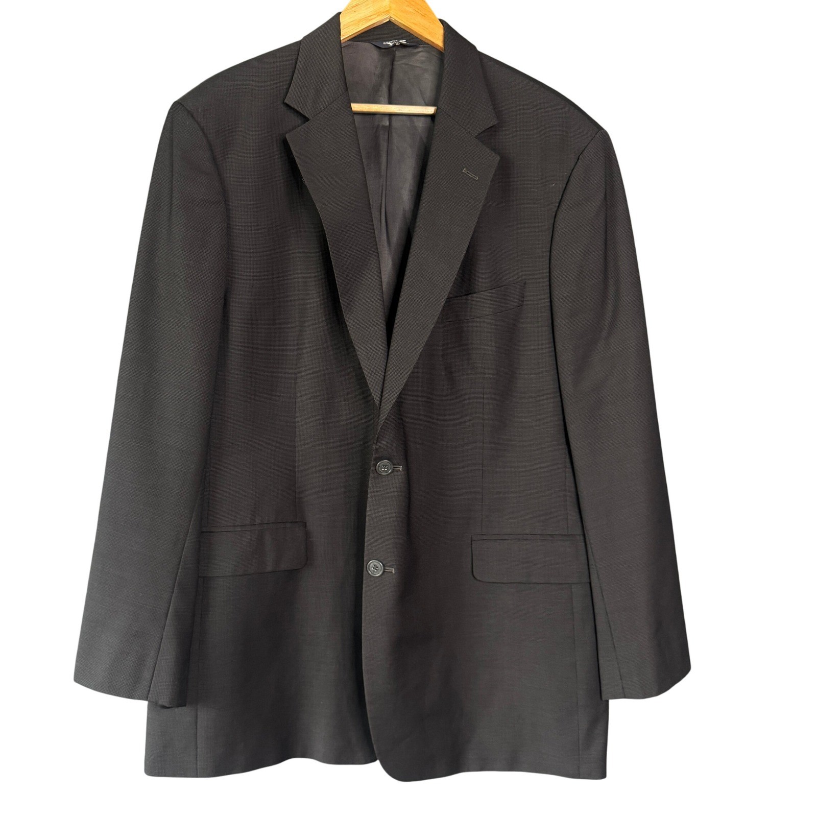 Brooks 346 Blazer Men 46L Black Wool Two Button Business Office Work Sports Coat