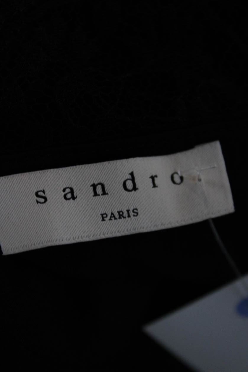 Sandro Womens Jumpsuit Black V-Neck Sleeveless Tie Lyocell Size 36