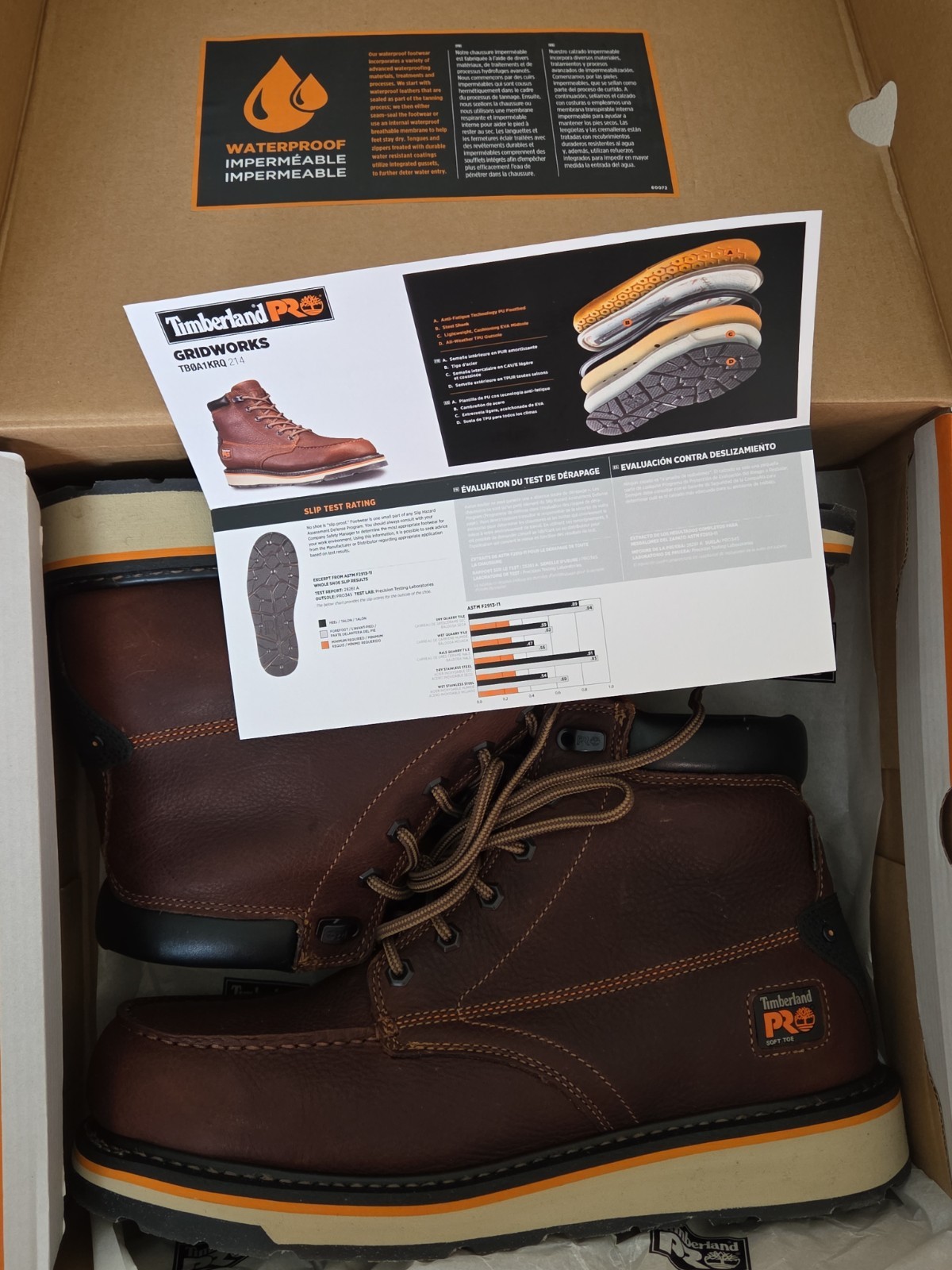 Size 12 TIMBERLAND PRO GRIDWORKS 6″ WATERPROOF SOFT TOE WORK BOOT BROWN New