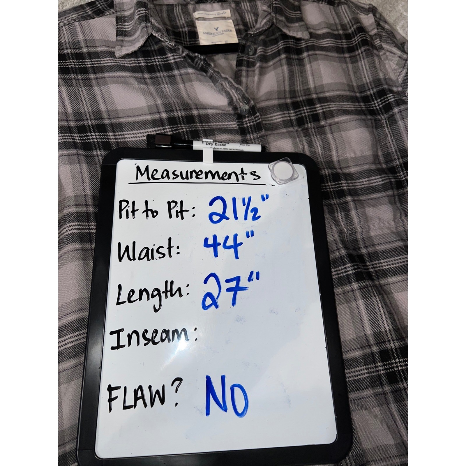 American Eagle Boyfriend Plaid Cabincore Soft Flannel Grunge Button Down Large