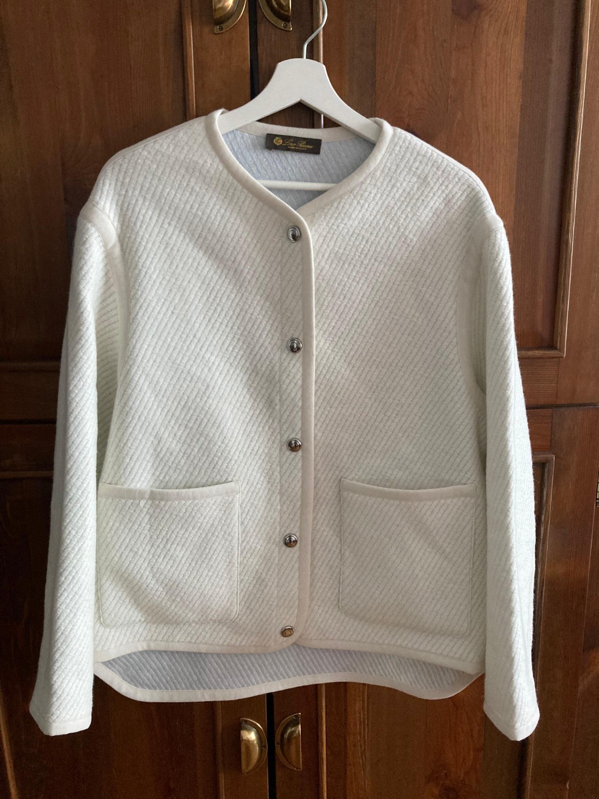 Loro Piana US/M – IT/44 Cream Wool Textured Knit Jacket Italy New