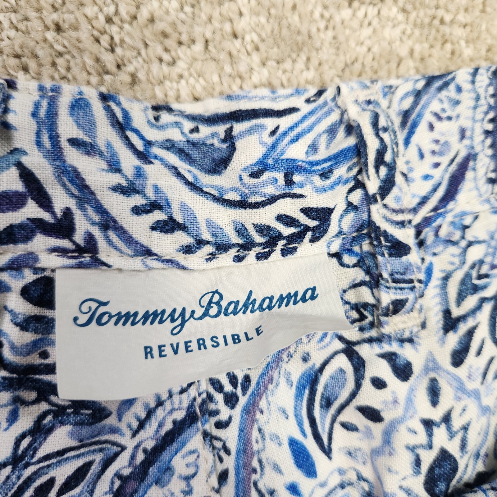 Tommy Bahama Shorts Men 40 Linen Paisley Plaid Reversible Chino Luxury Beach