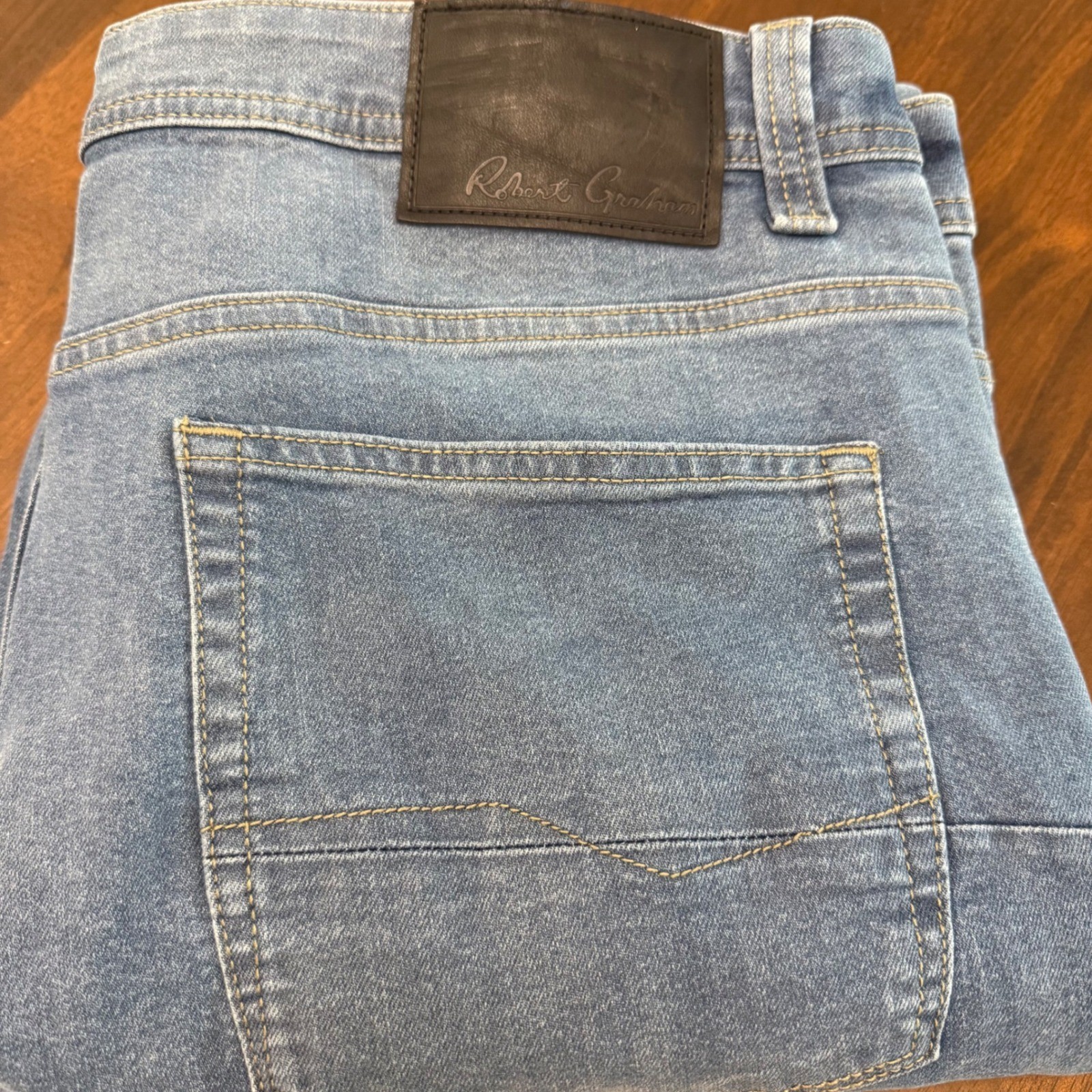 Robert Graham Merton Mens Light Indigo Straight Leg Jeans 36×34 OF5357-452 NEW