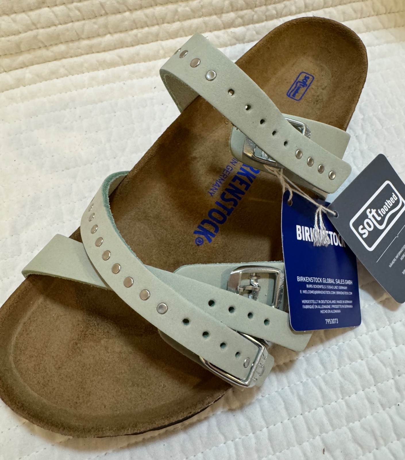 BIRKENSTOCK FRANCA INJECTED RIVETS SOFT FOOTBED NUBUCK LEATHER MATCHA GREEN 38 R