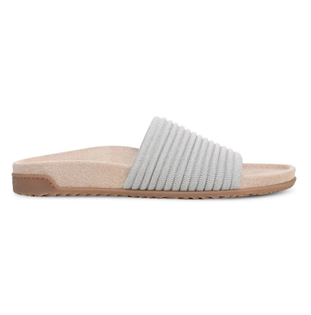 Vionic Evie Knit Slide Sandals Women’s Vapor Silver Orthotic Comfort Slip On