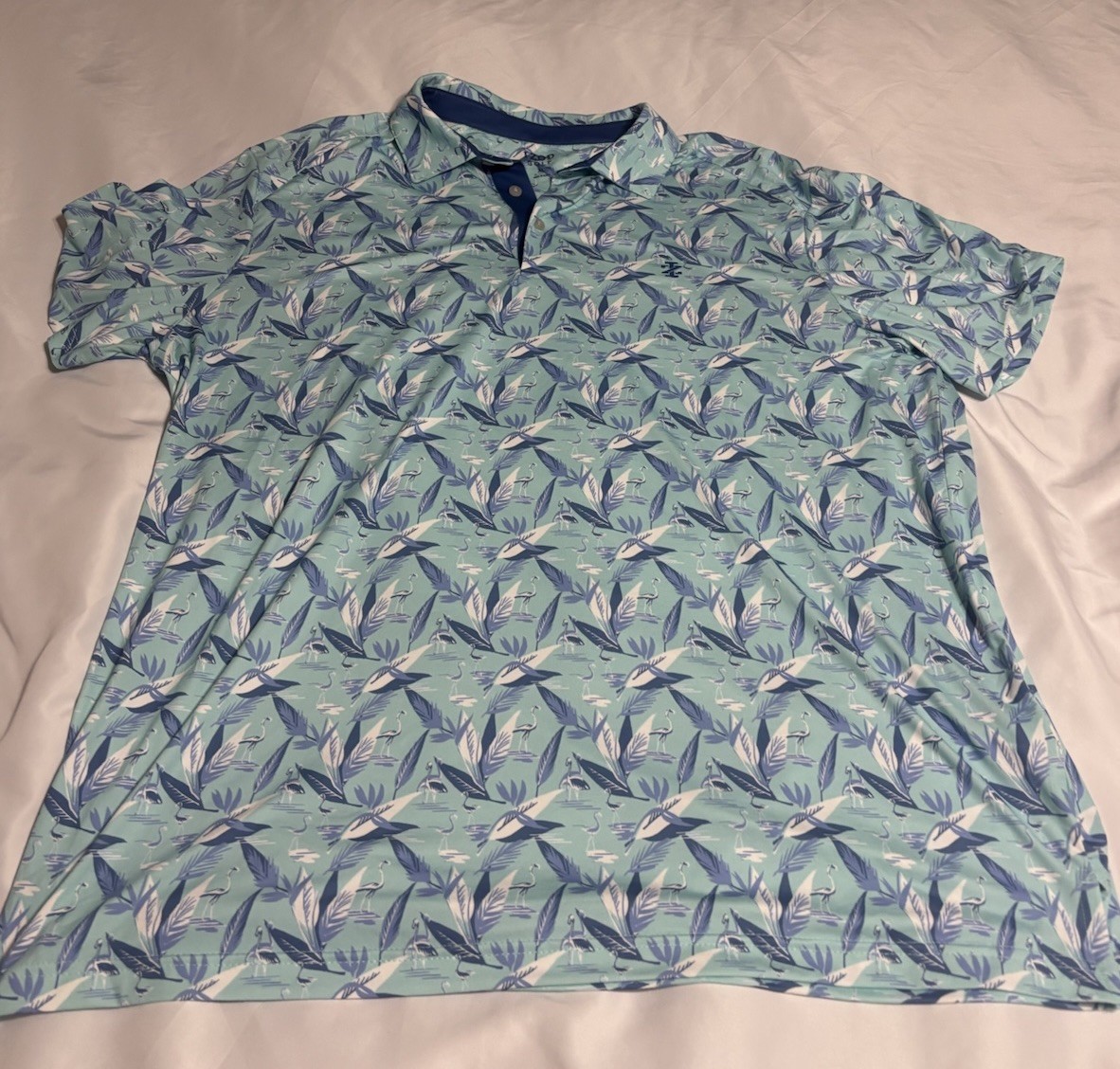 IZOD Tropical Flamingo Blue Stretch Polo (XL) OMG! ⛳️