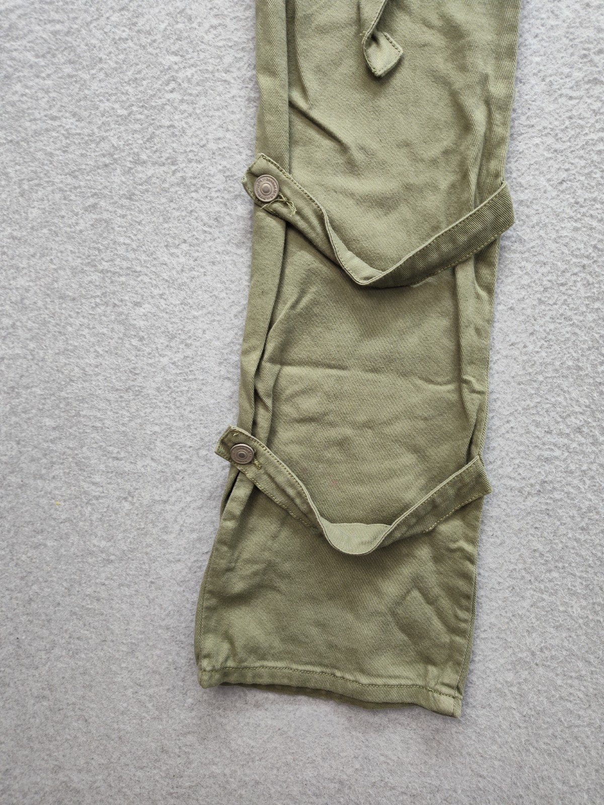 Boohooman Men Cargo Pant 34 Olive Green Utility Workwear Strappy Buckle Pockets