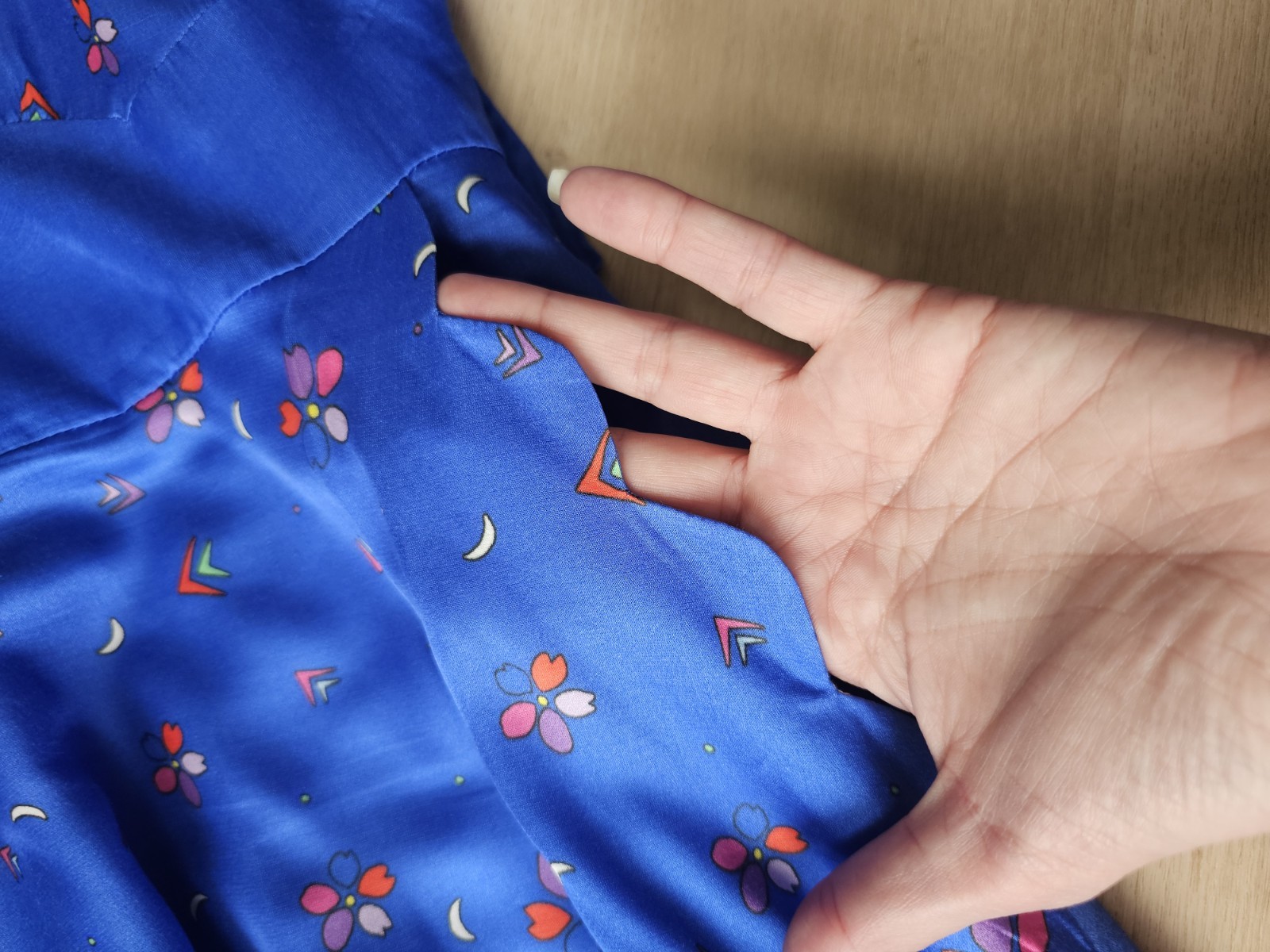 Olivia Rubin Katya Blue Ditsy Floral Silk Mix Satin Print Midi Dress UK 18