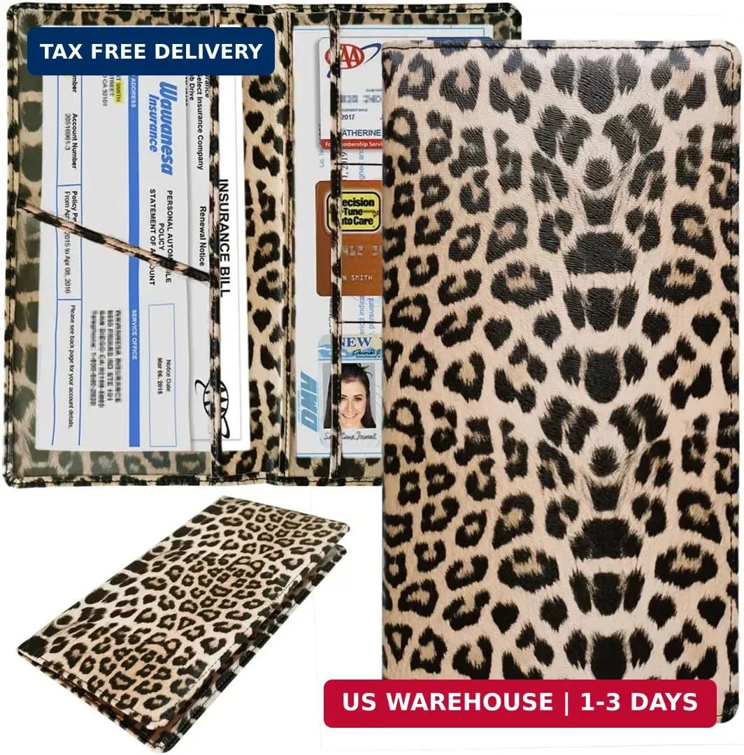 Car Registration And İnsurance Holder Print PU Leather Looks Special,Glove Box