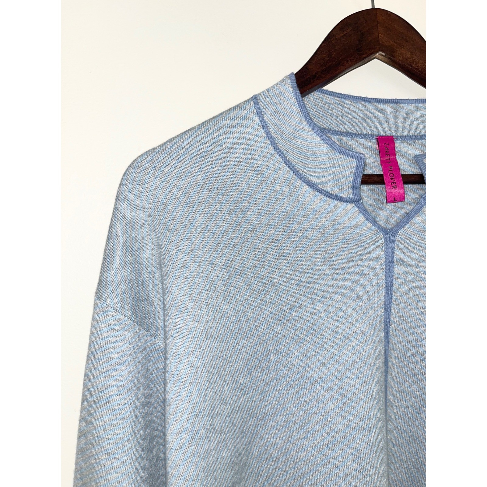 ZAKET & CLOVER Cashmere Neru Collar Sweater Sky Blue Women’s Casual| Large