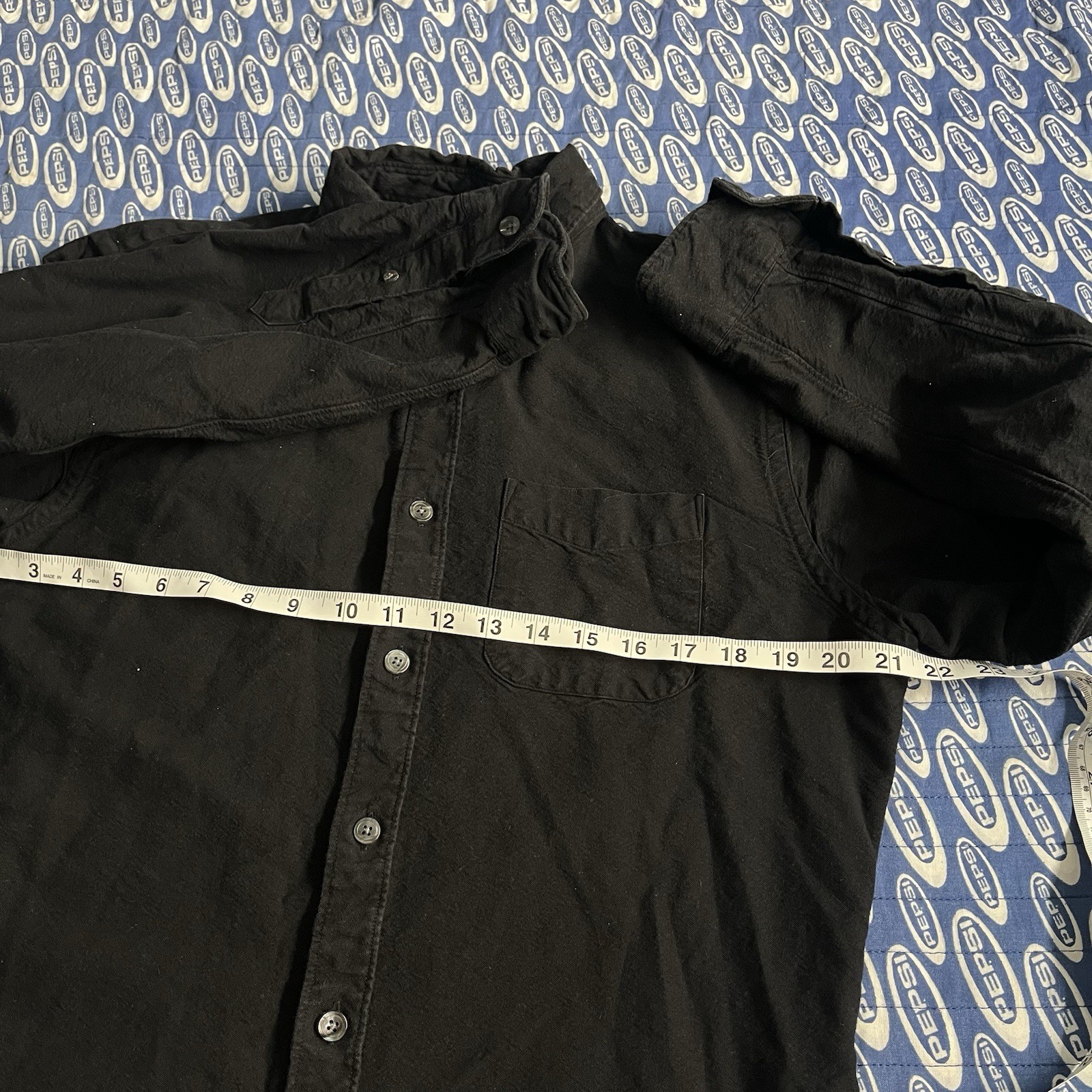 Men’s Todd Snyder Stealth Black Button Shirt Long Sleeve Size Medium BK01