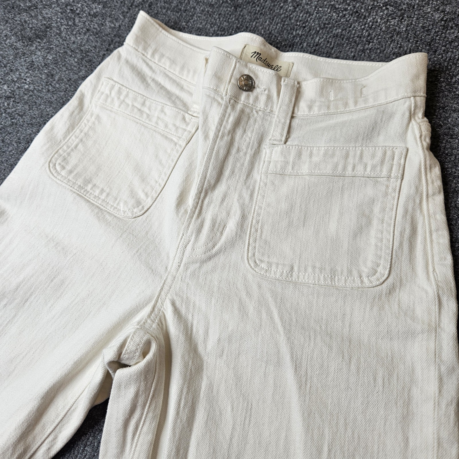 Madewell Womens Perfect Vintage Wide Leg Cropped Jeans Size 26 Ivory City Preppy