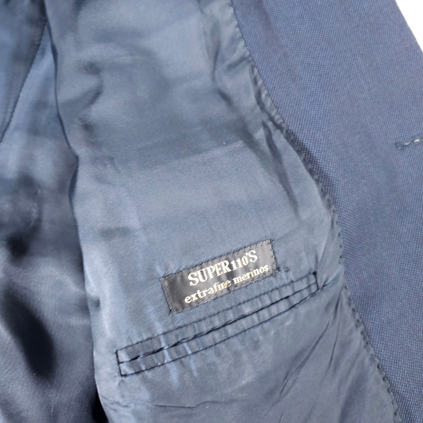 Corneliani Suit Men 44/54L Navy Blue Virgin 110 Wool Pleated Pant Made in Italy