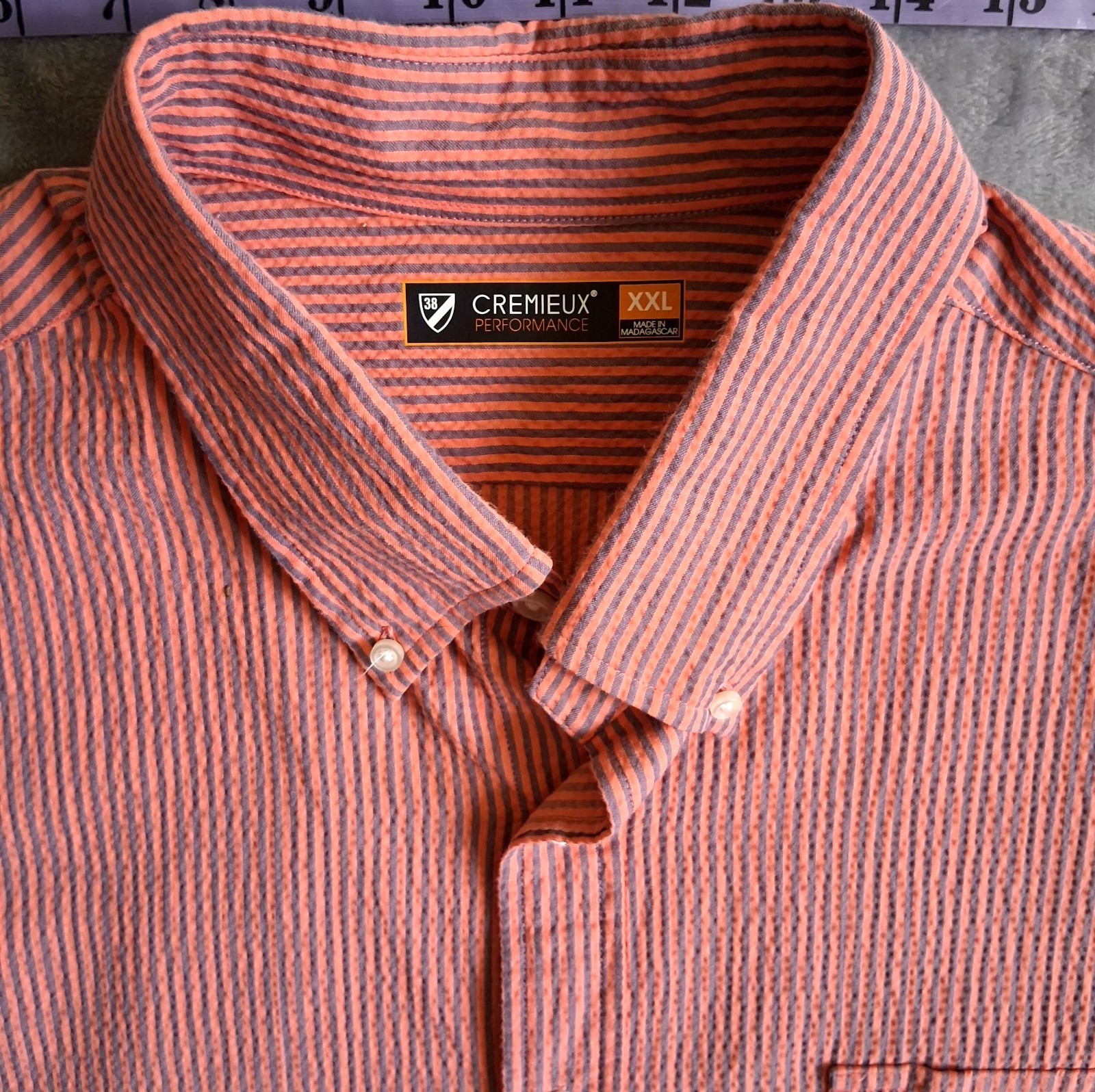 Cremieux Performance Sz XXL Seersucker Short Sleeve Button-Dn Collar/Frnt Shirt