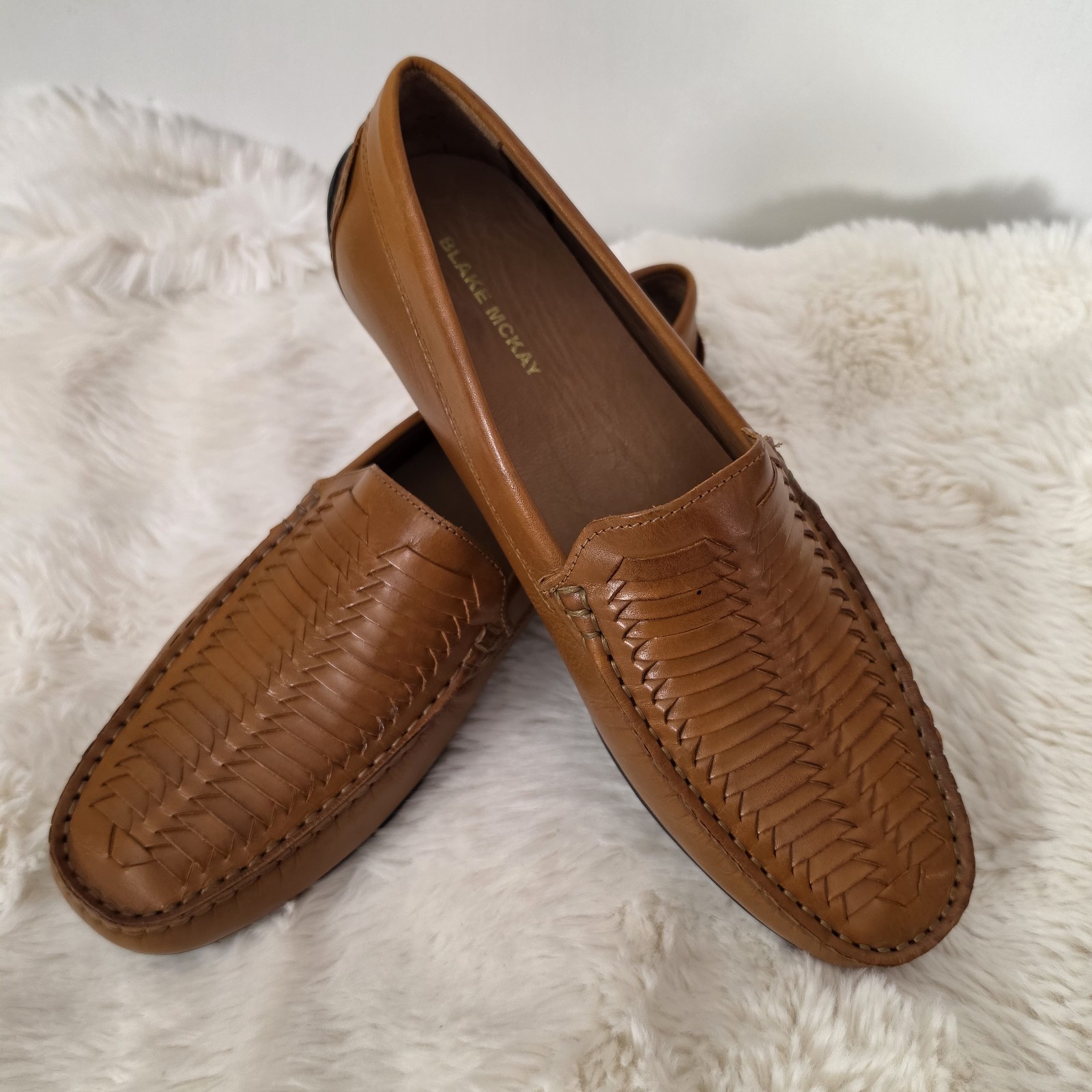 Blake Mckay Tucson Shoes Men’s 8 M Brown Leather Slip On Moccasin Driving Loafer