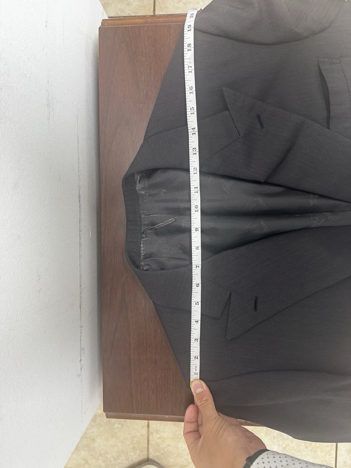 Brioni Double Breasted Suit, 41R, Black Herringbone