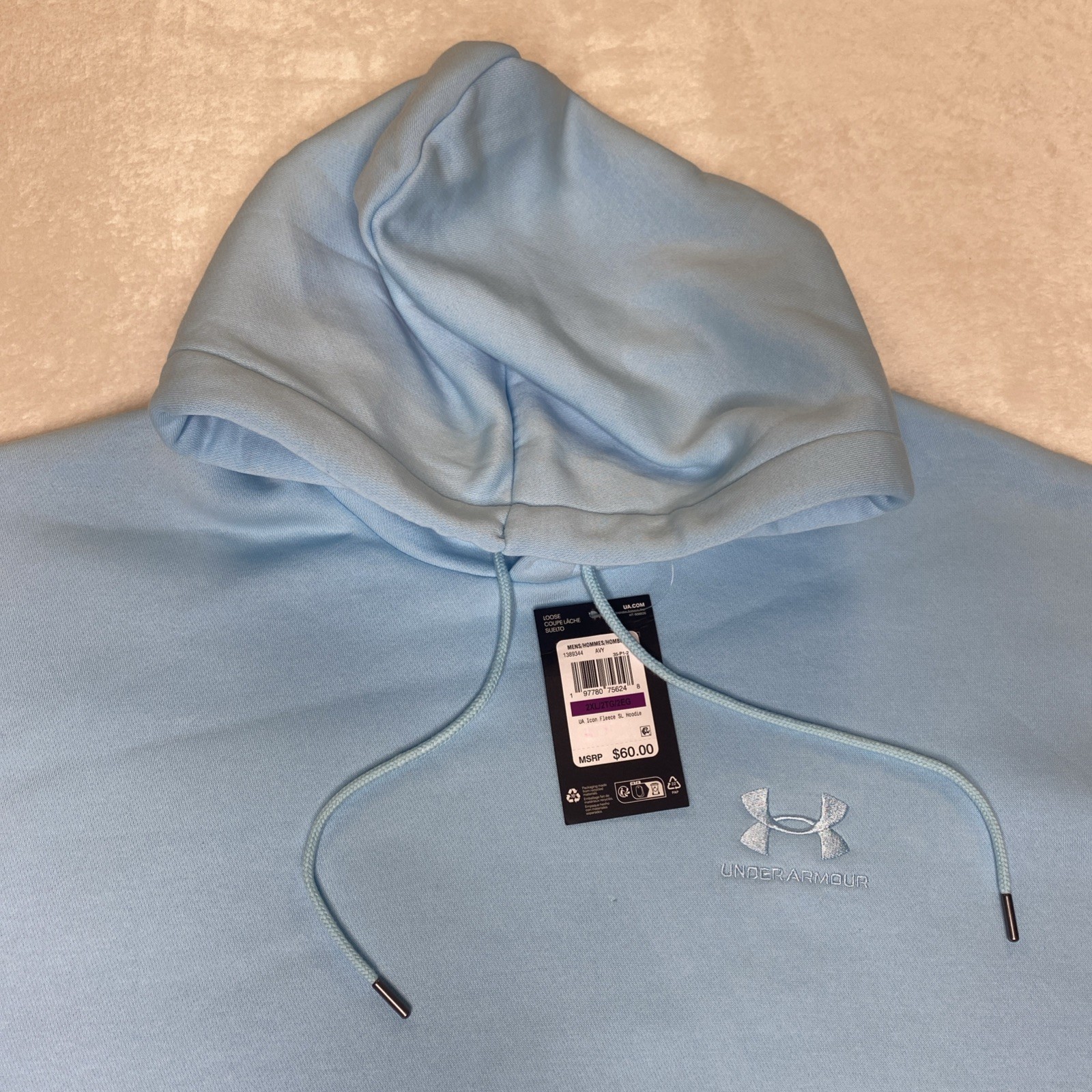 Under Armour Icon Fleece Sleeveless Hoodie Mens 2XL Light Blue New 1389344-494