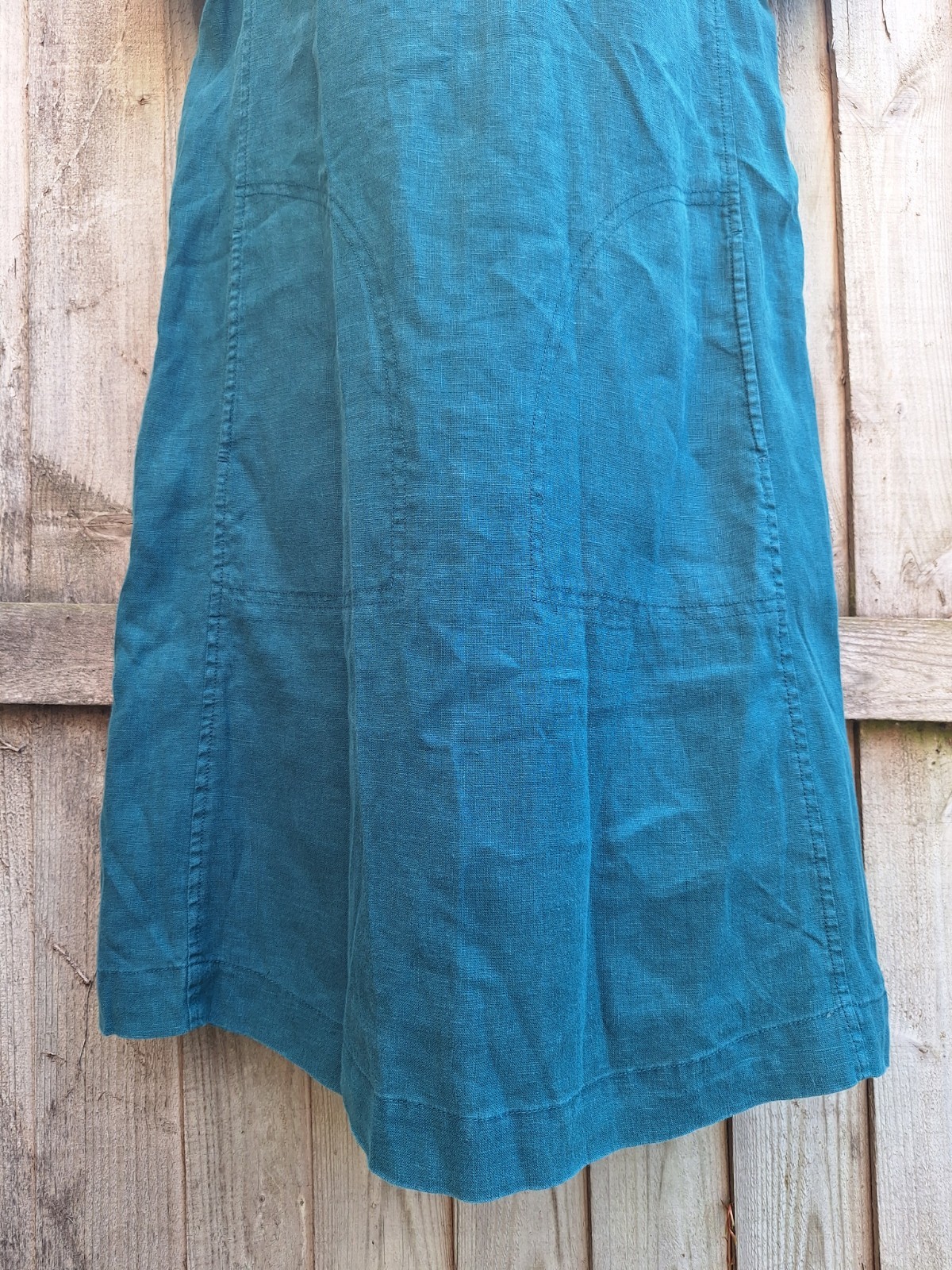 Seasalt Boxy Loose Fit Linen Teal Blue Green Shift Primary Dress UK 8 EU 36 US 4