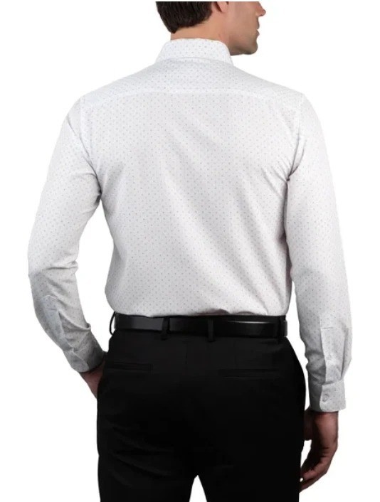Nautica Slim Fit Men’s XL Performance Dress Shirt White W/ Blue Dot N0186