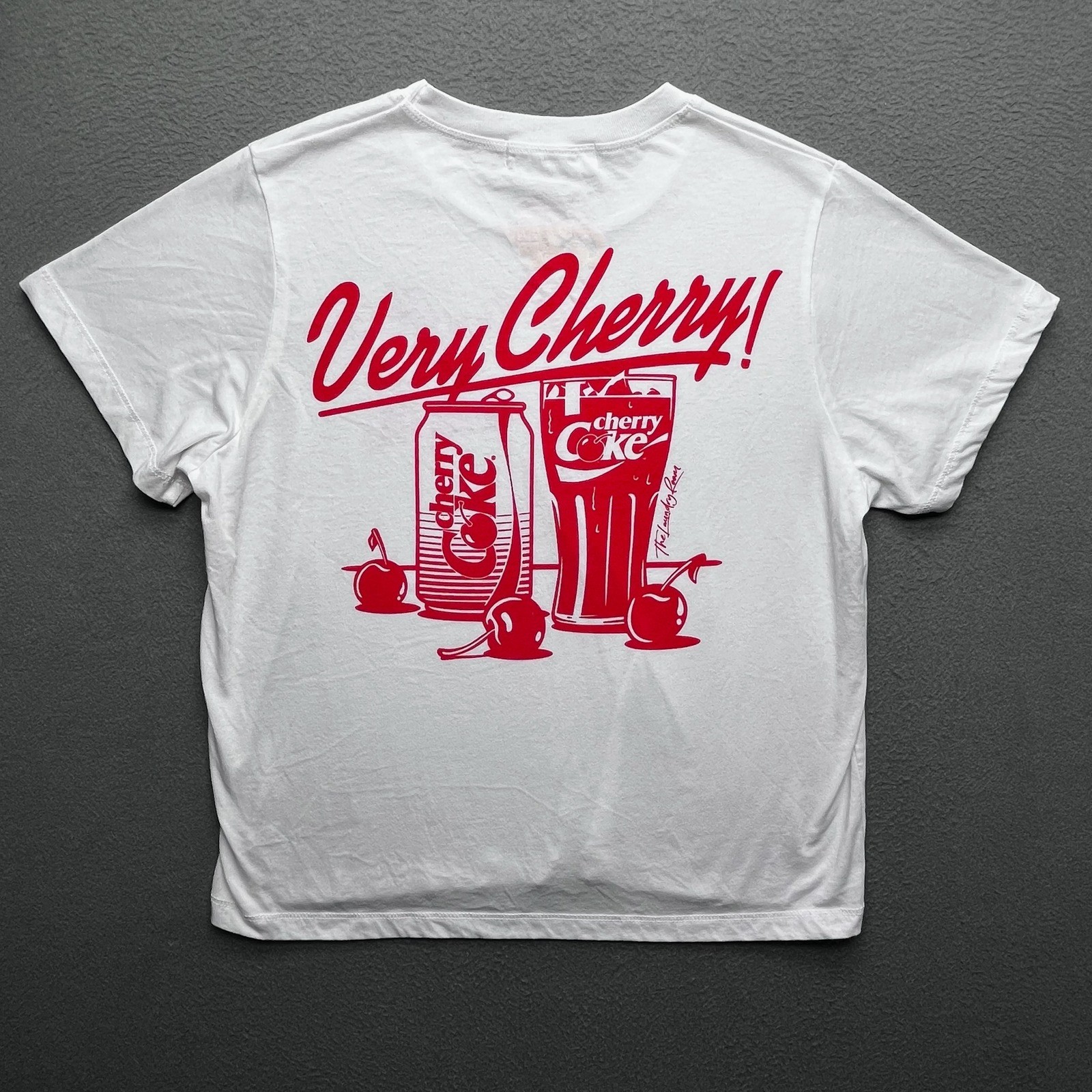 The Laundry Room Women T-Shirt Cherry Coke White M Retro Graphic Tee