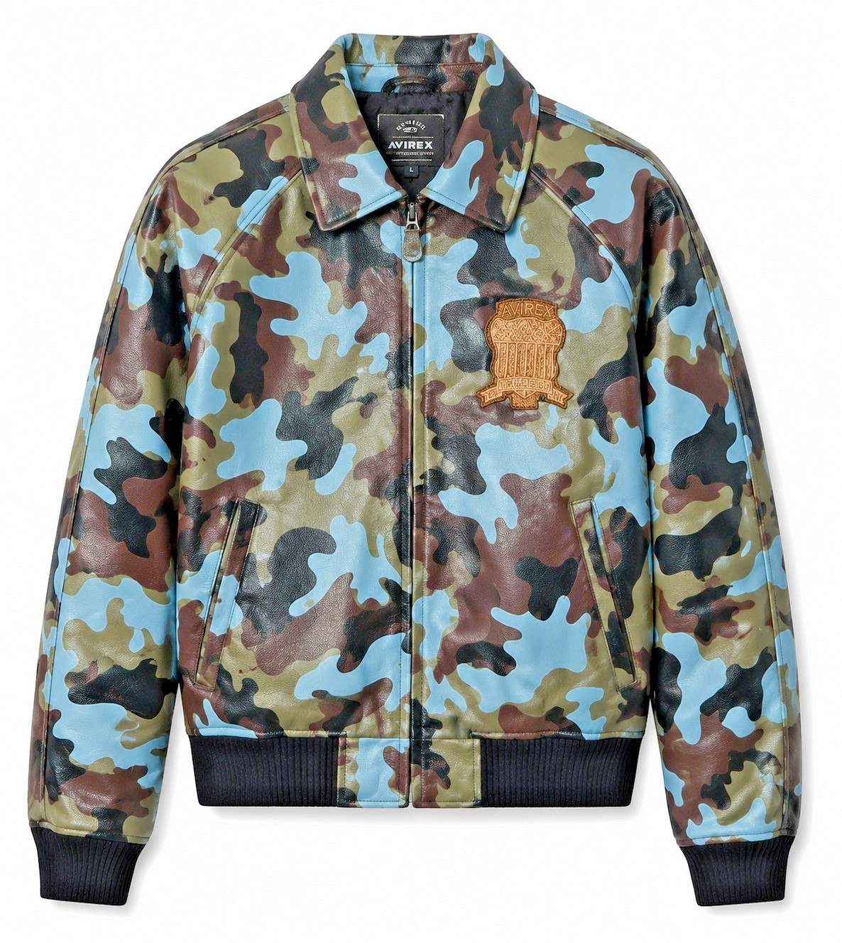 Men’s Avirex Limited Edition Camo Icon Flight Bomber Real Cowhide Leather Jacket