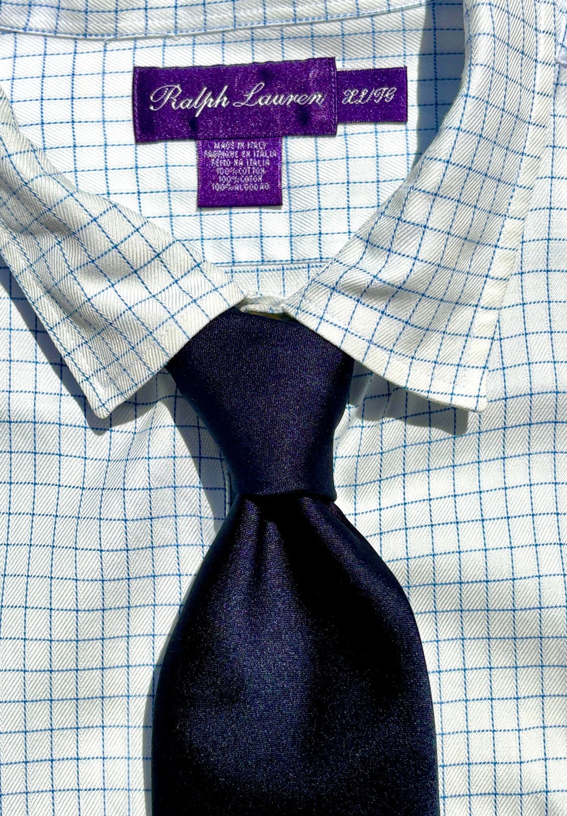 Ralph Lauren Purple Label Solid Midnight Blue Silk Necktie – England – $235.00