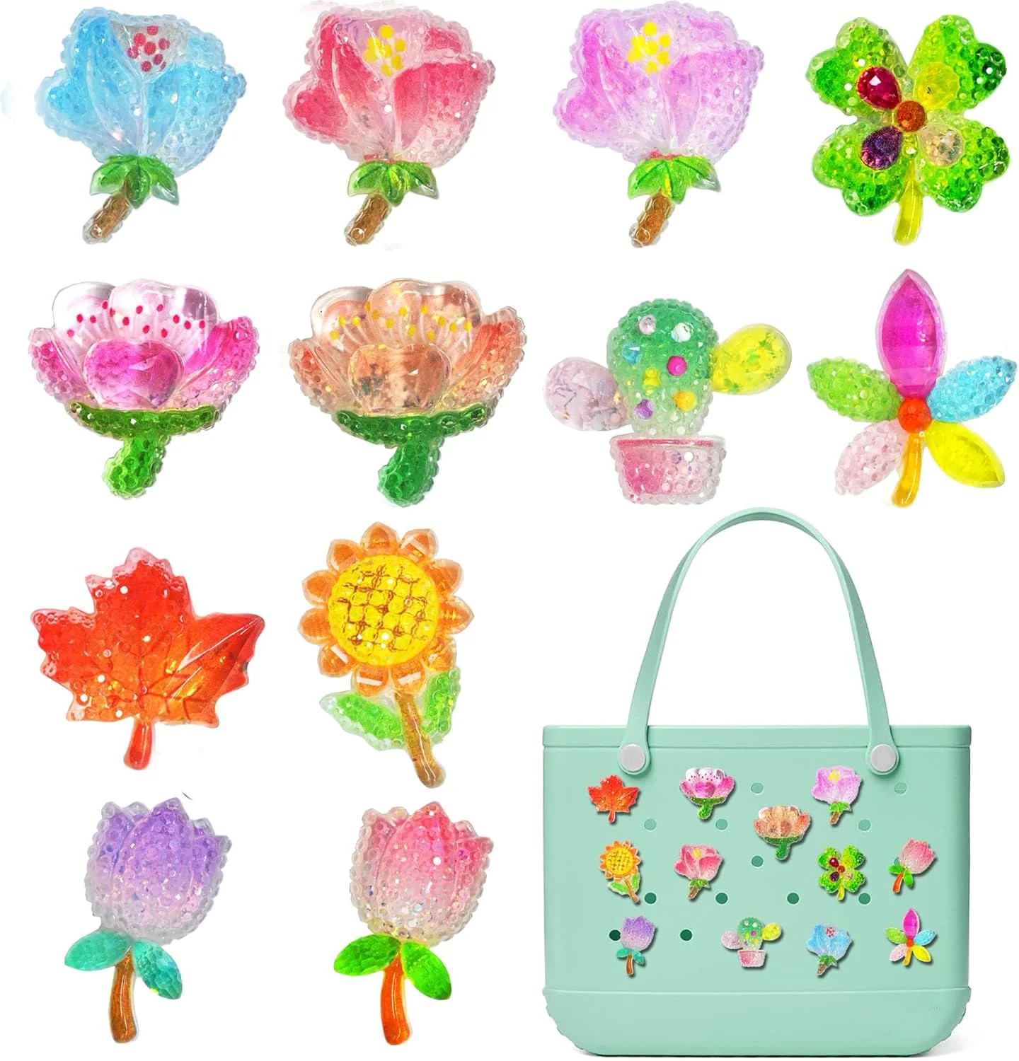 Charms for Bogg Bag Accessories, Cute Bling Bag Charms with Sturdy Clips for Sim