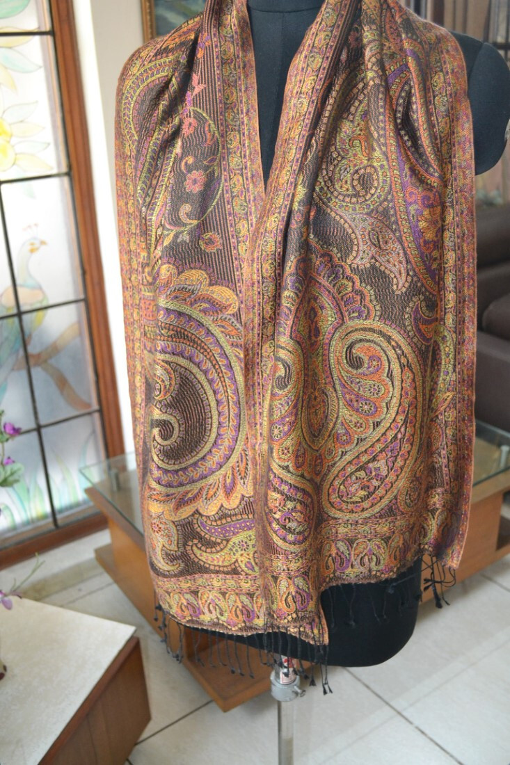 EXQUISITE IRIDESCENT SILK PASHMINA JAMAVAR SCARF JAMAVAR CHALE ~16 DESIGN STOCK