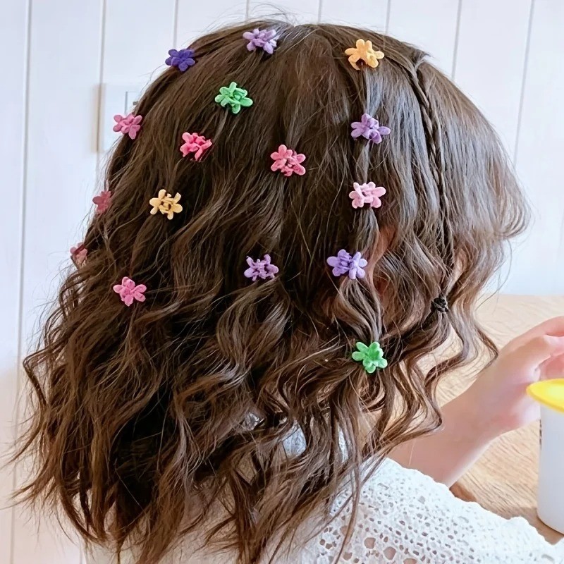 100Pc Mini Flower Hair Clip Flower Clips,Colorful Mini Hair Claw,for Women, Girl