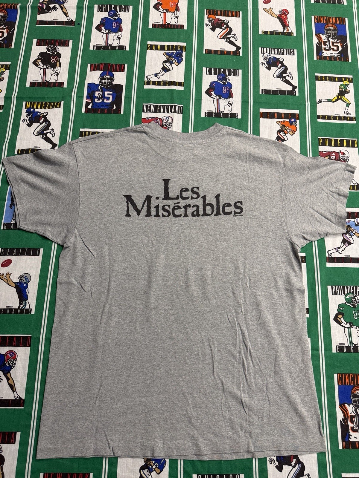 Vtg 80s Hanes Poly-Cotton Double-Sided Les Misérables Cosette Gray XL Tee