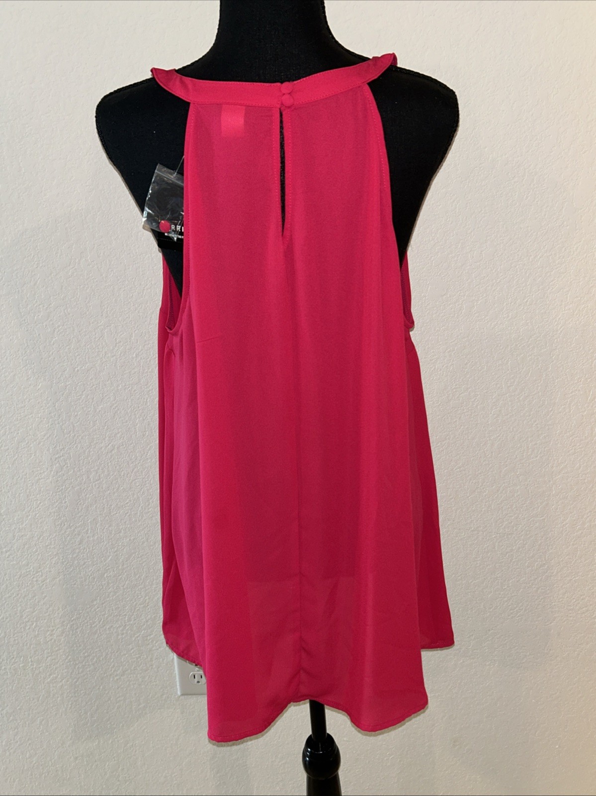NWT Torrid 2 Tank Top Goddess Neck Pleated Georgette Watermelon Red Chiffon