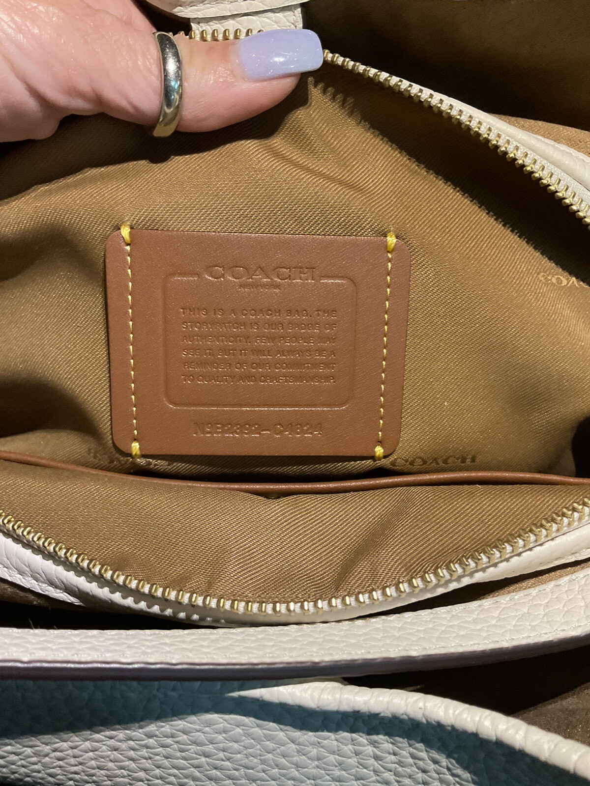 Coach Lori Suede Pebbled Leather Shoulder Bag Chalk Ivory C5265