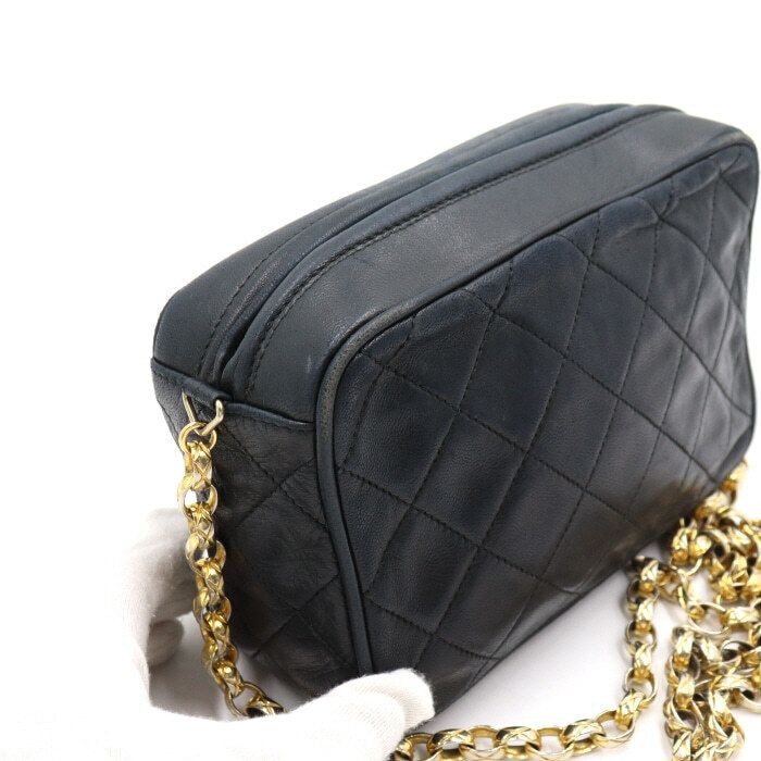 CHANEL Vintage Black Lamb Bijoux Diamond Quilting Gold Chain Crossbody 152889313