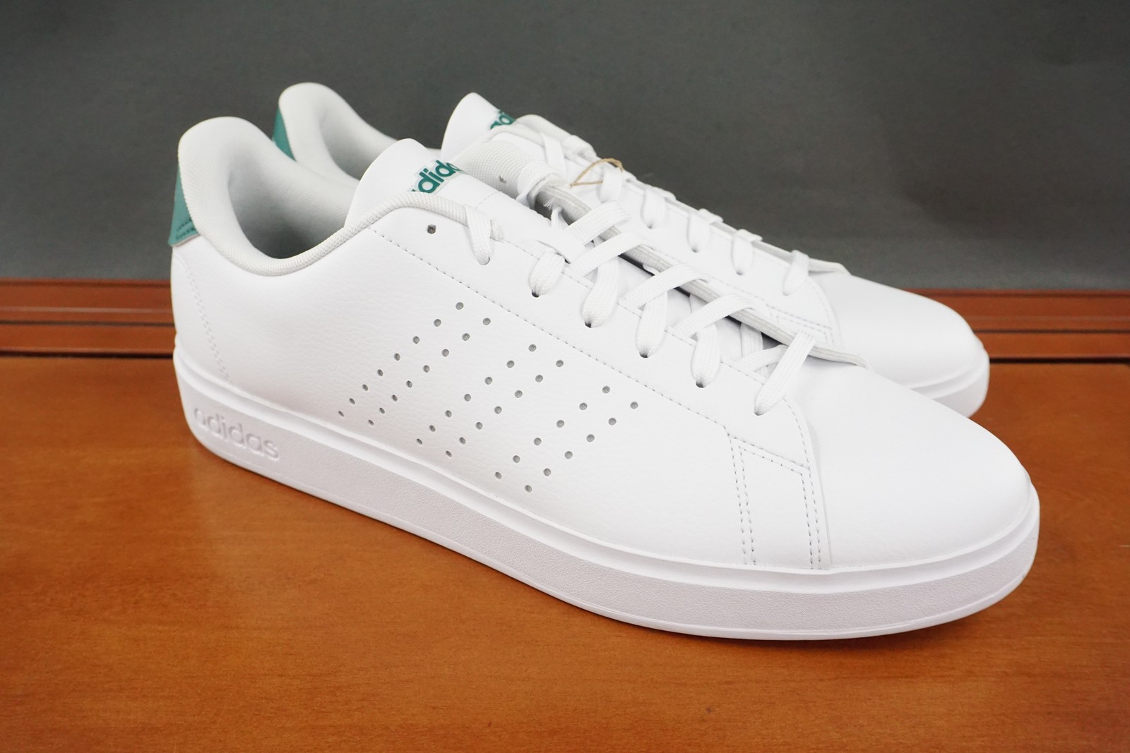 Adidas Advantage 2.0 Shoes Mens Size 12 White Green Cloudfoam Lace Up Comfort