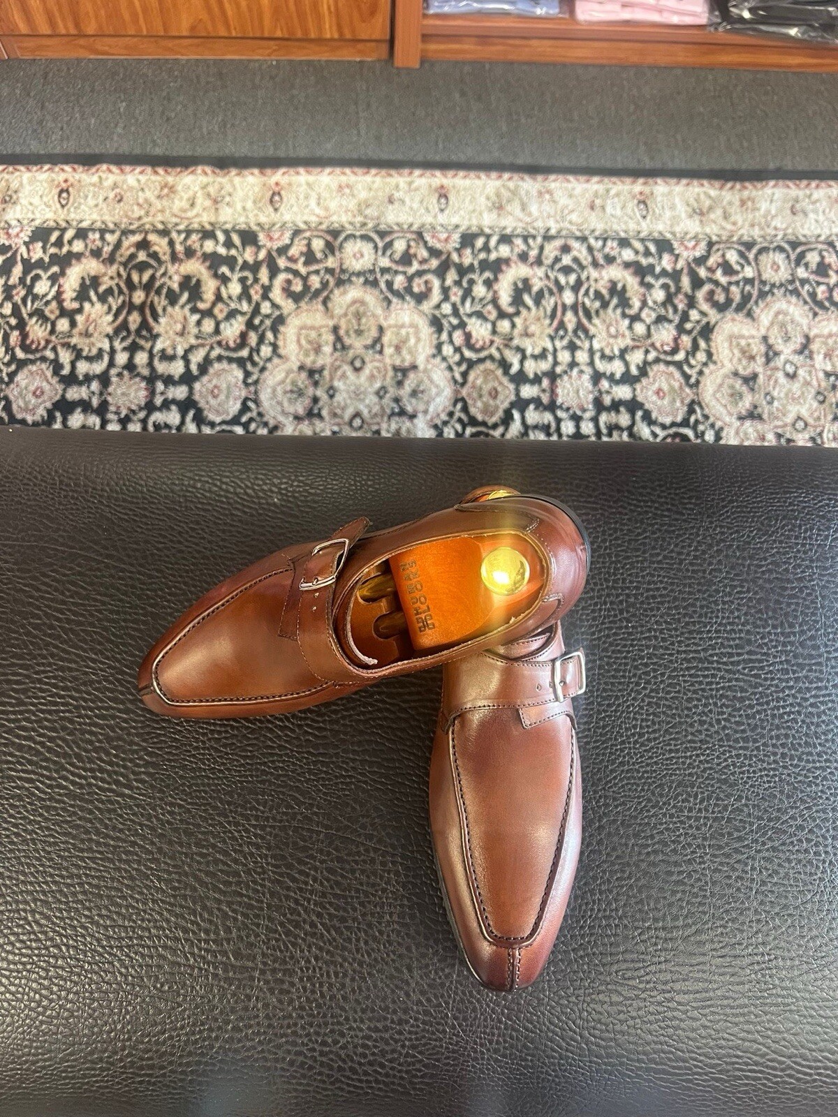 Italian leather dress shoe Monk Strap,brown Color Size 40, /42,43,45 Available