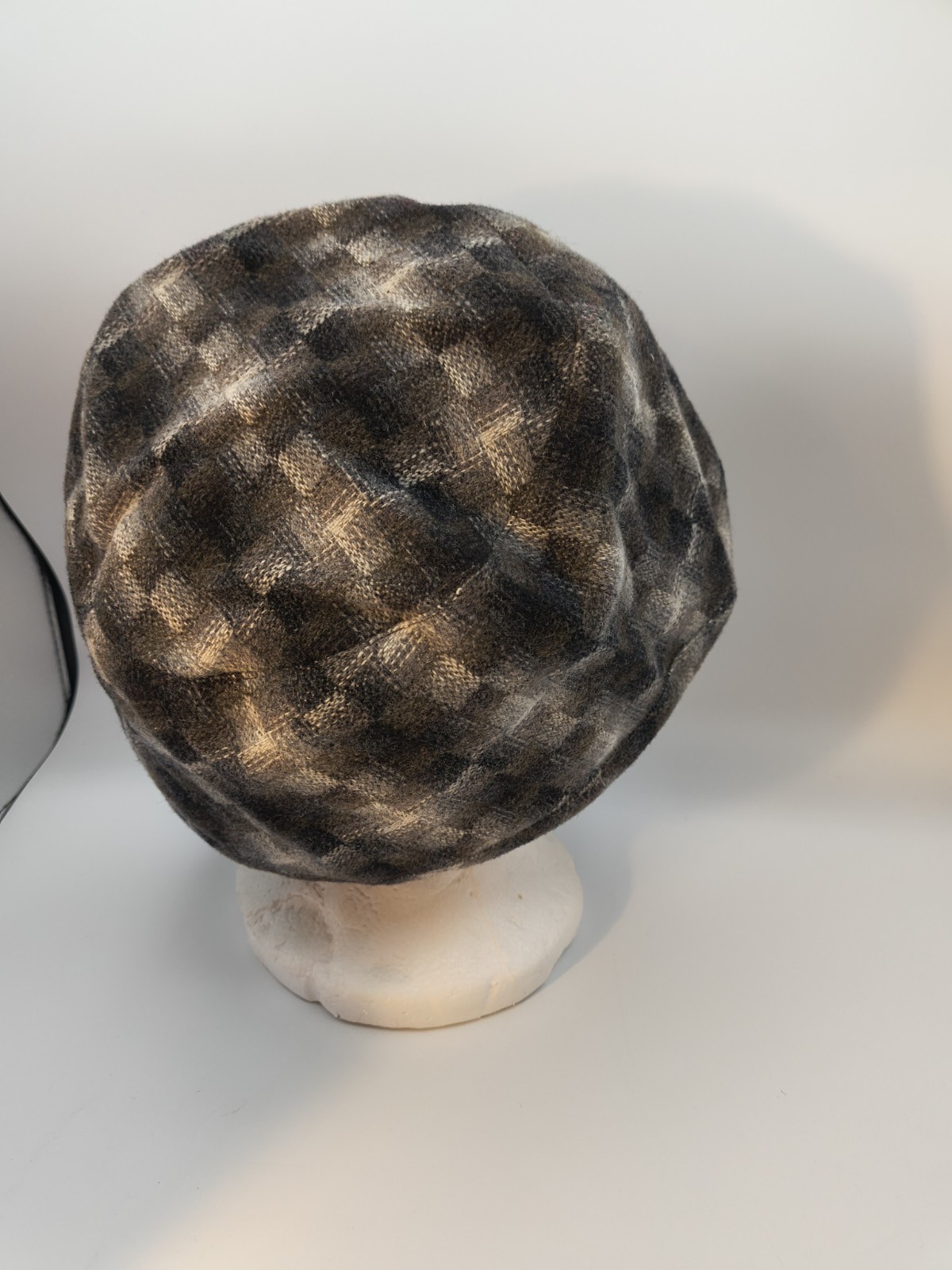 Oska 80% Wool Slouch Hat Plaid Gray Brown 503 Beanie Beret Women’s I – Lined