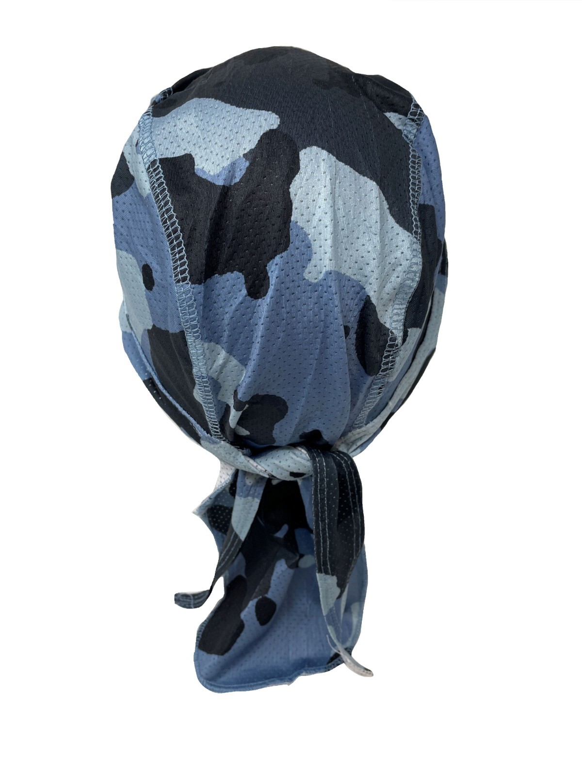 Moisture Wicking Blue Grey Black Camo Vented Headwrap Biker Durag Cap Doo Rag