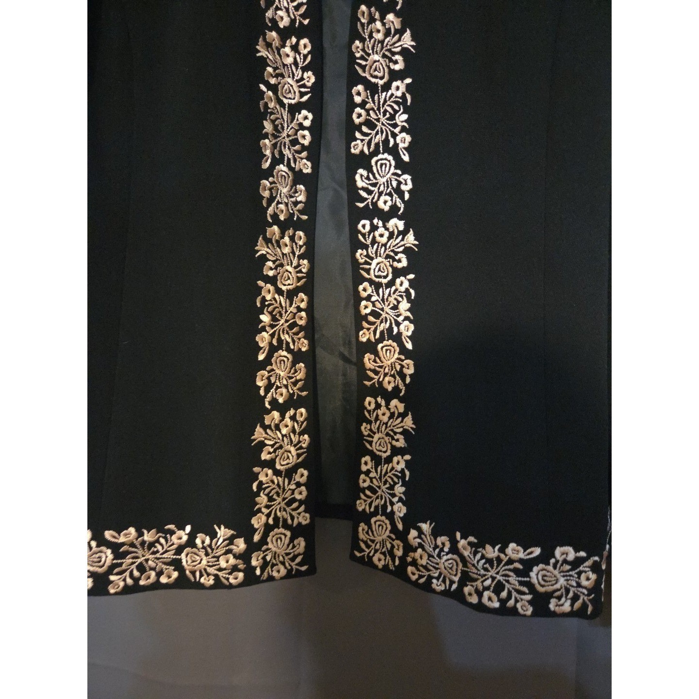 Jessica Howard Black Gold Embroidered Open Front Evening Jacket, Women’s Size 8
