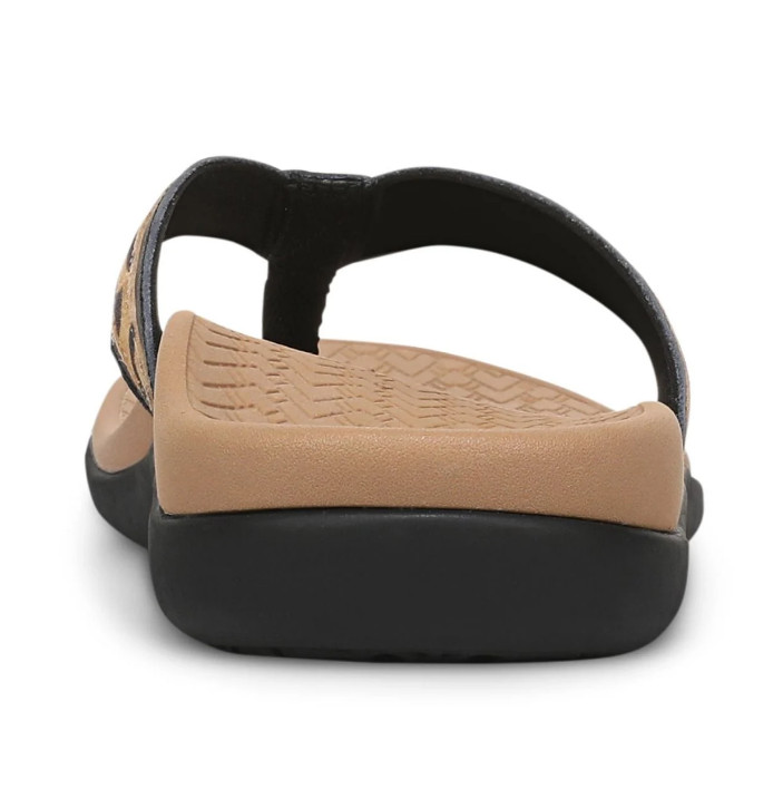 VIONIC Womne’s Tide 2.0 Toe Post Sandal, Black Leopard Print Suede
