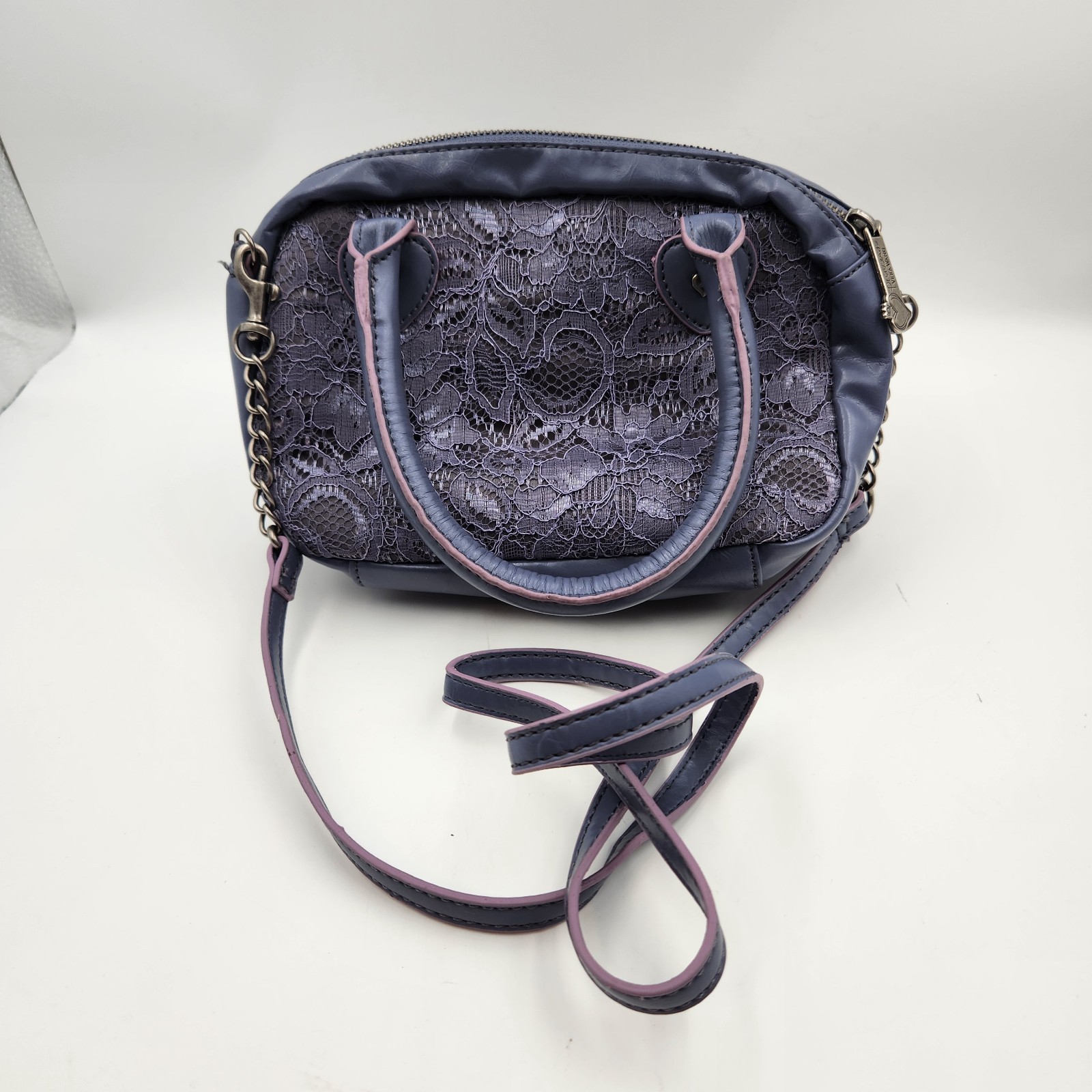 Princess Vera Wang Bag Purple Lace Overlay Double Handle Detachable Strap Bag