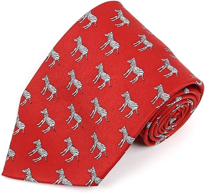 Red with Zebra Print Design Necktie